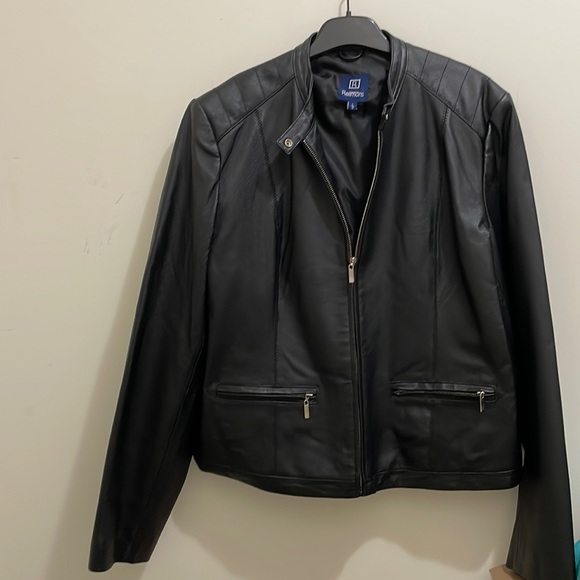 Reitmans black leather jacket (sz l) - Picture 1 of 10